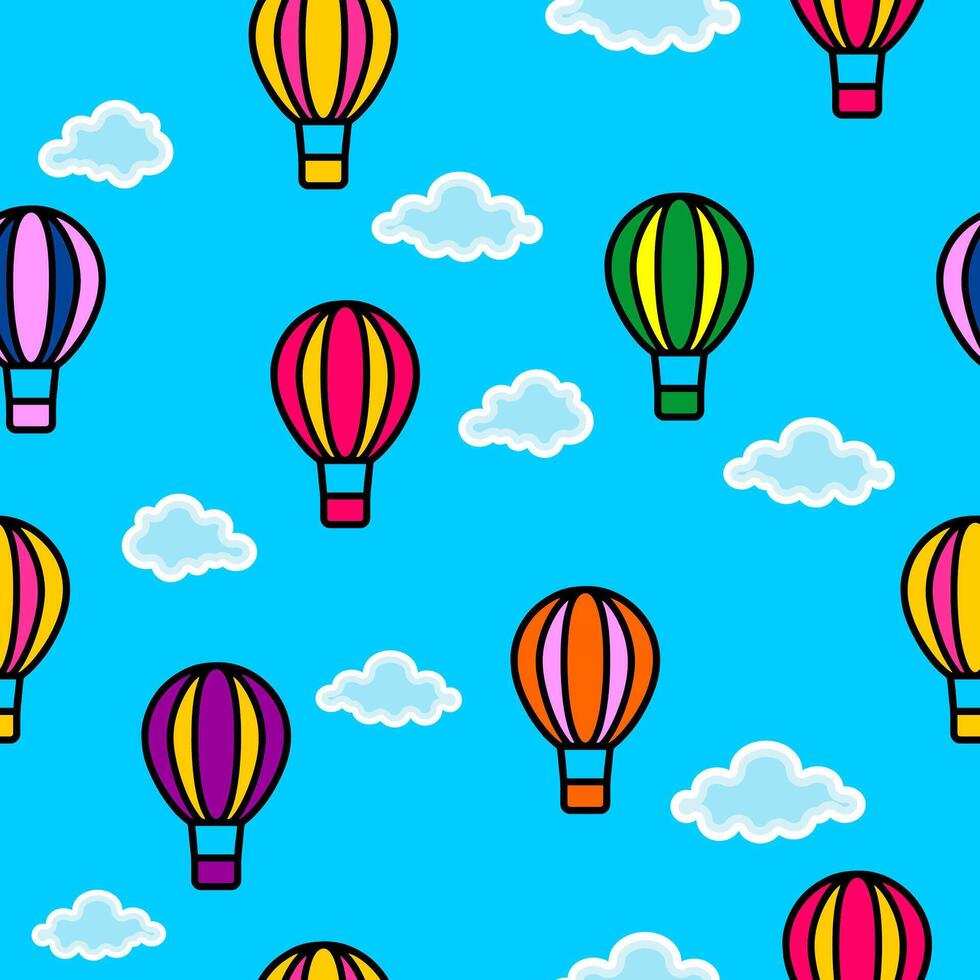 air balloon seamless pattern white clouds vector