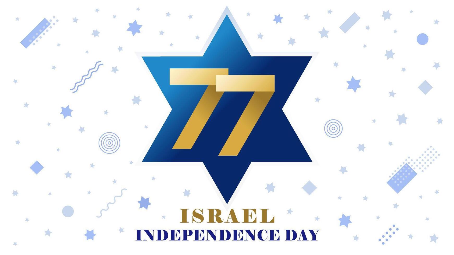 Israel Independence Day creative card with magen David and Memphis style graphic elements. vector