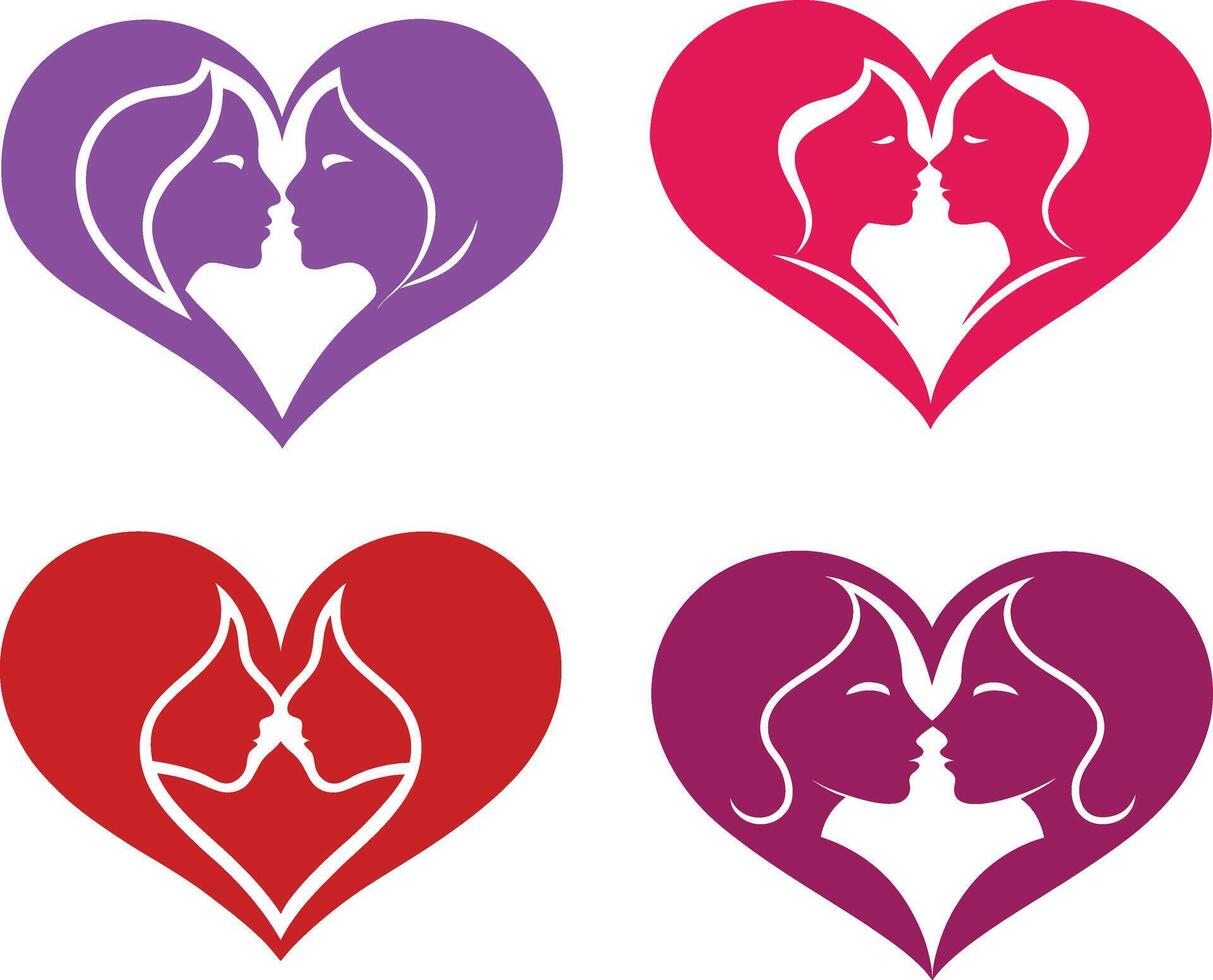 Romantic Man Woman Kissing Silhouette in Heart Shape - Love, Passion, and Unity vector