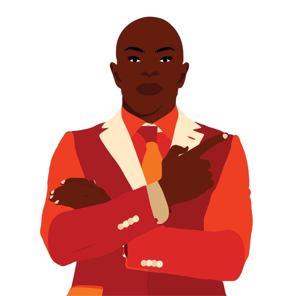 Bold stylish black man in elegant red suit vector