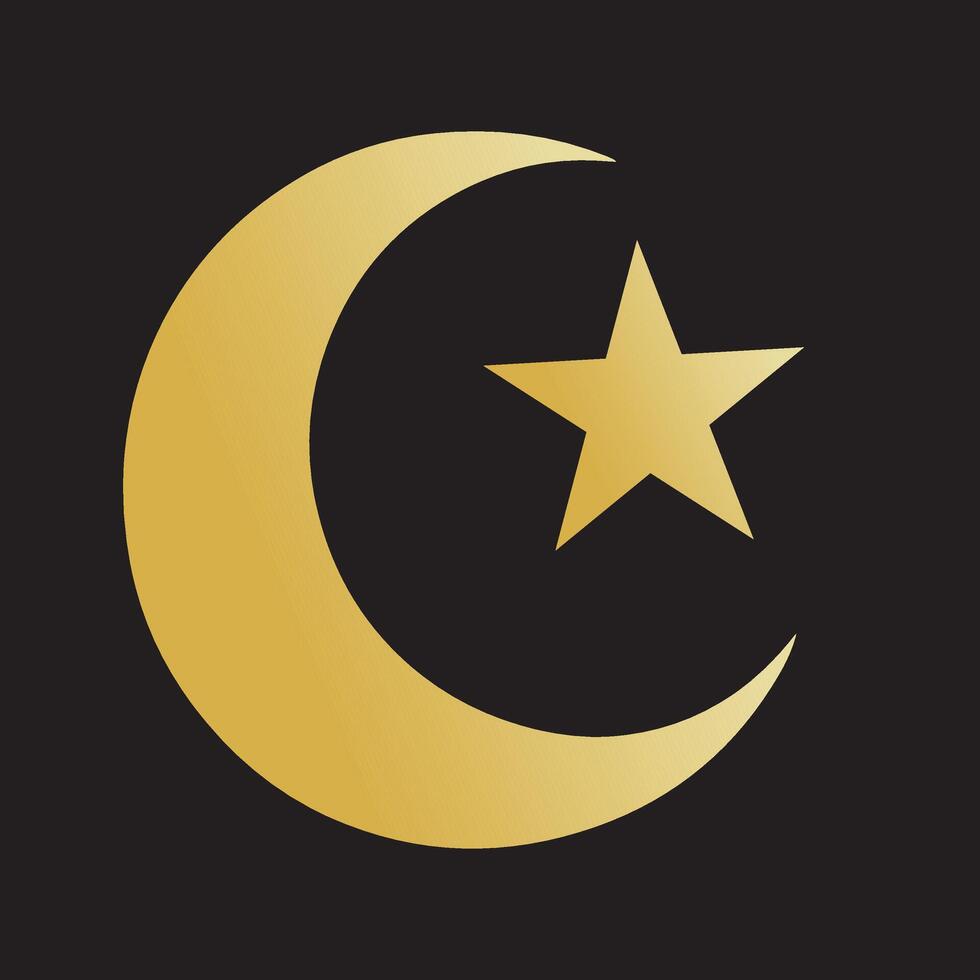 Minimalist Crescent Moon and Star Illustration vector