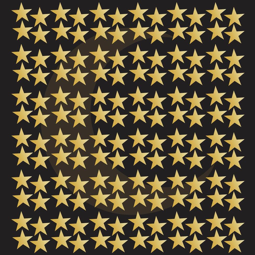 Golden star pattern design with black background vector