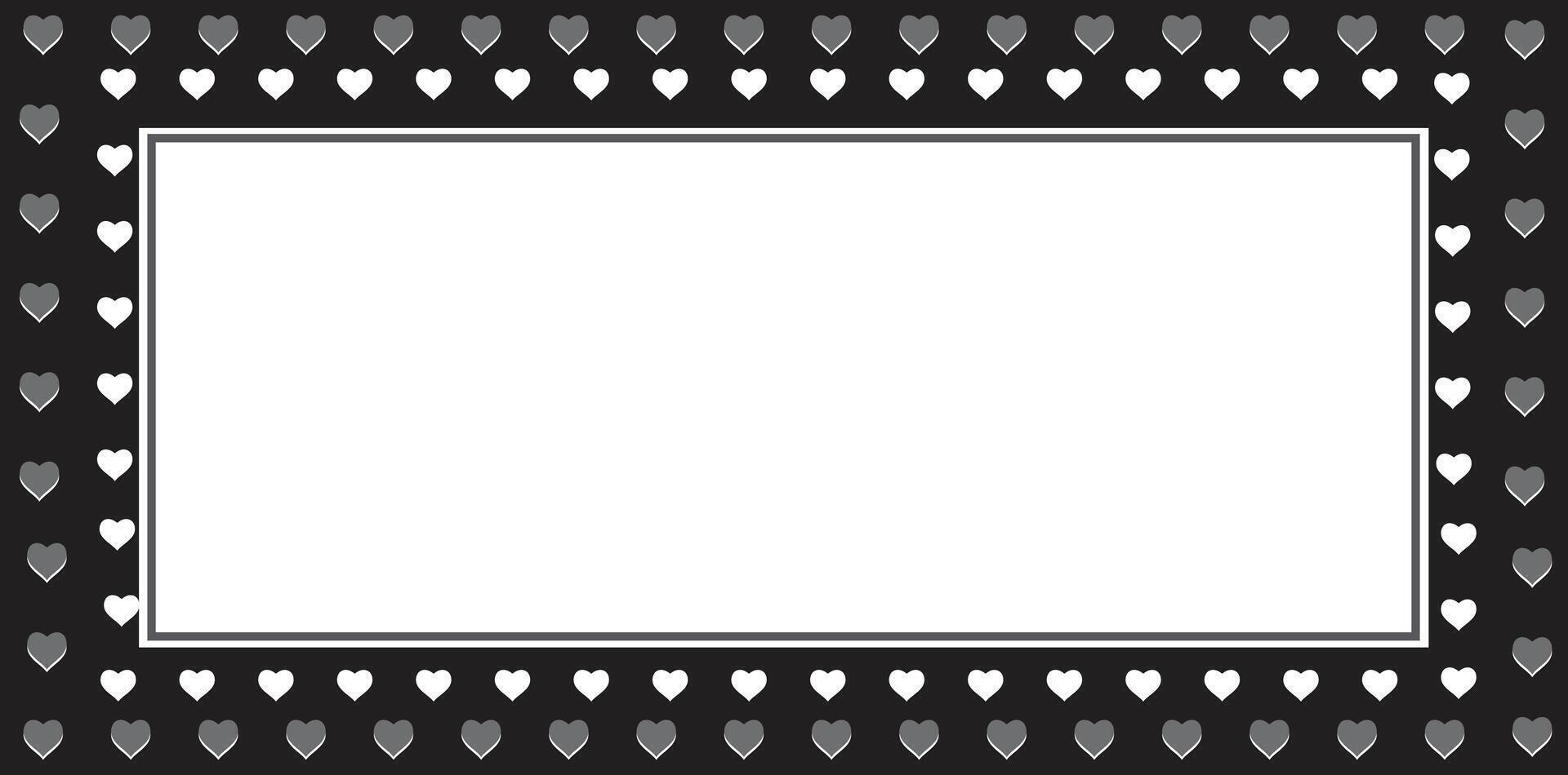 Elegant Black and White Heart Border Frame for Invitations and Designs vector