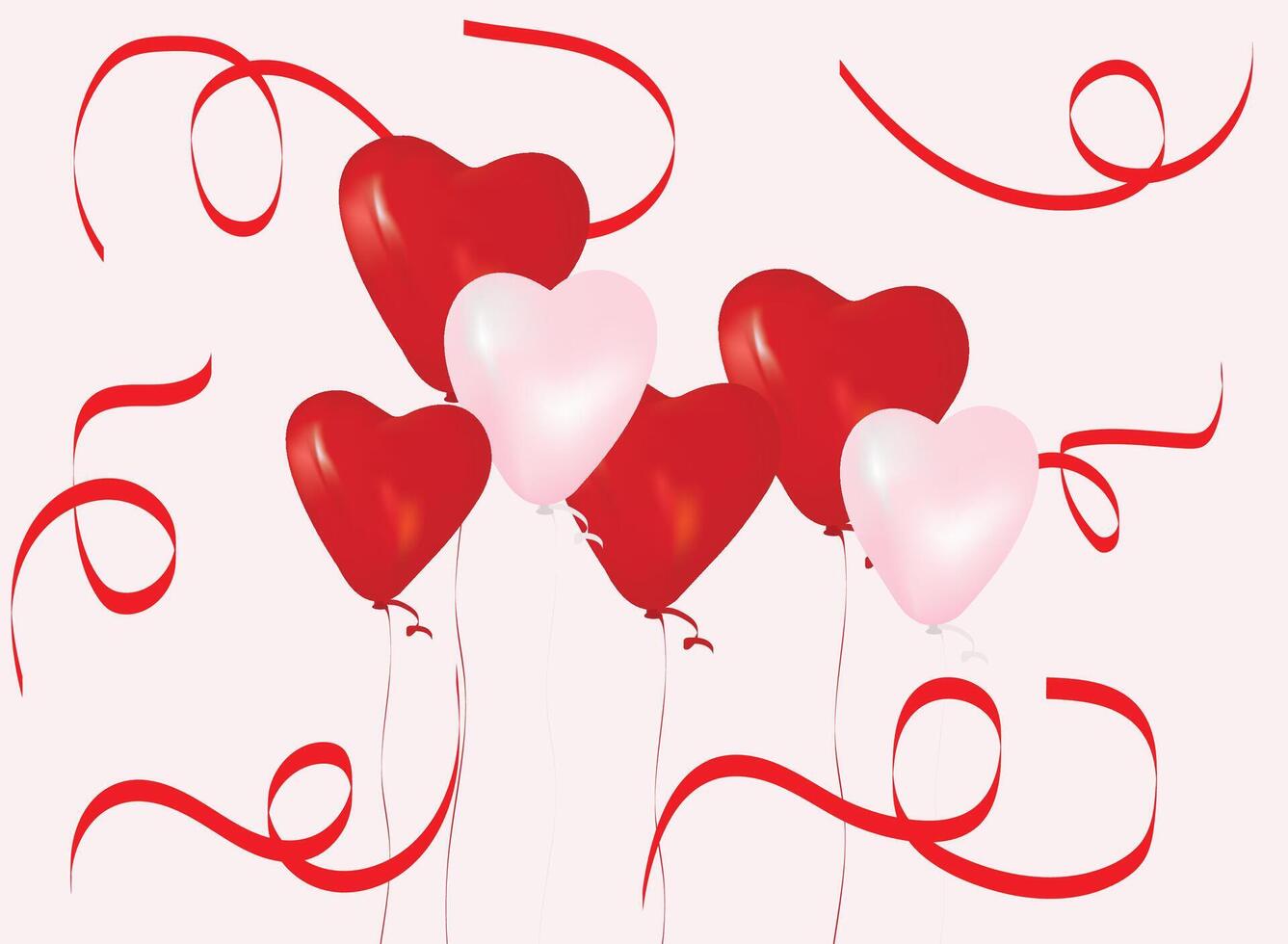 3d red balloons vector
