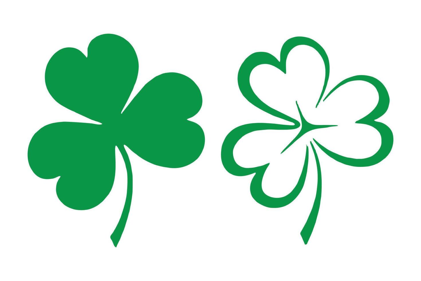 Green shamrock outline icon set on white background vector