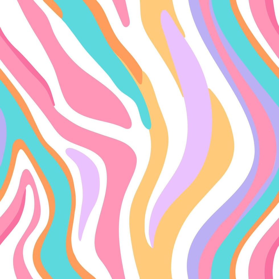 Abstract colorful horizontal background with waves. Retro Swirl Backdrop in trendy style retro 60s, 70s vector