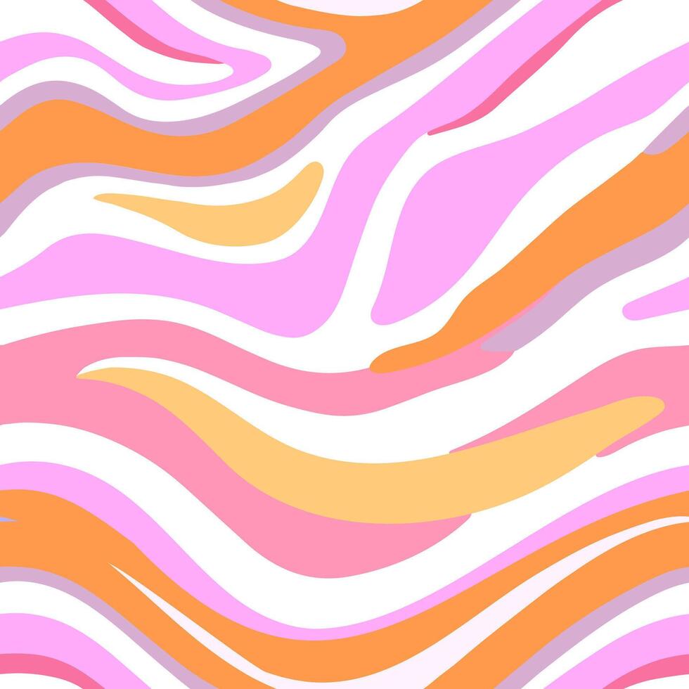 Pink curves seamless pattern. Retro waves vector