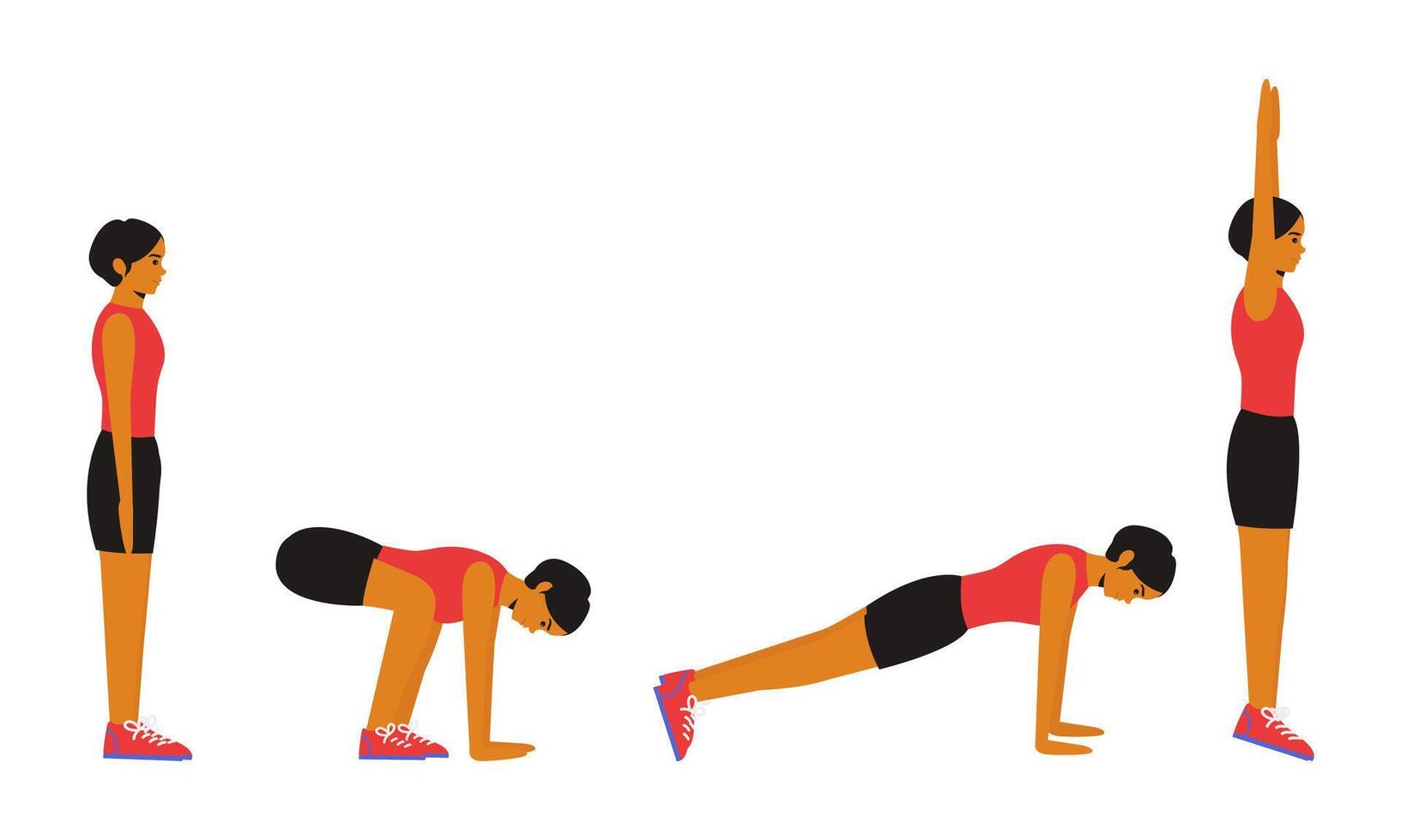 Fitness Workout Modified Burpee Exercise vector