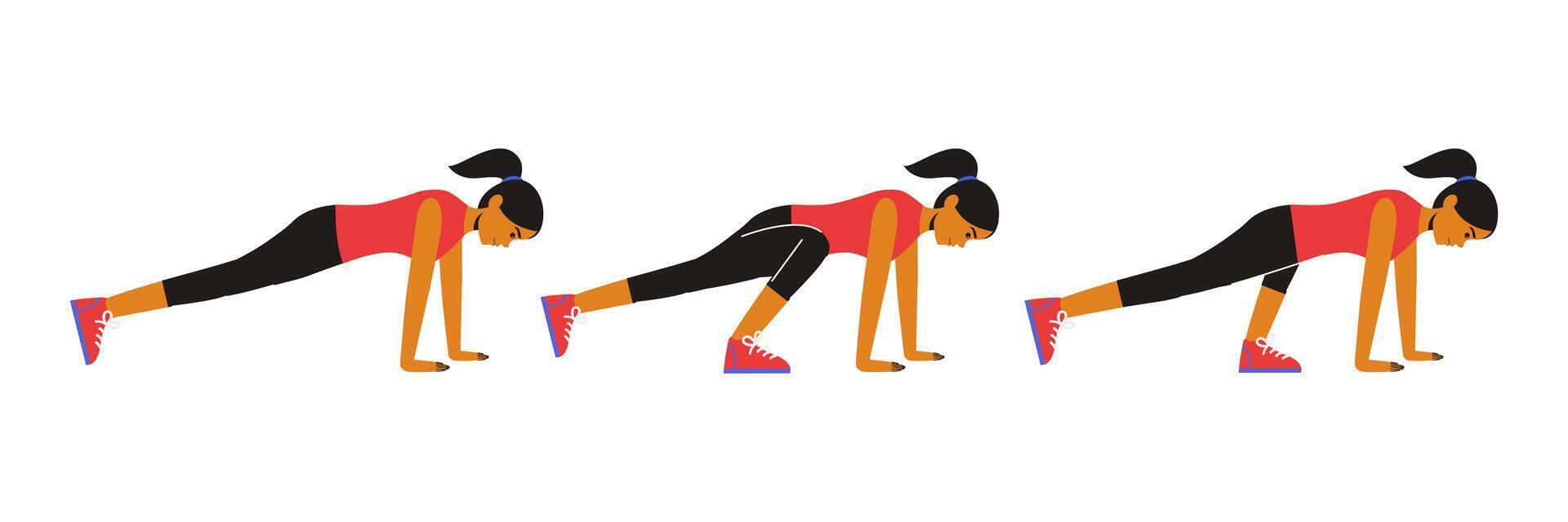 Fitness Workout Plank Lunges Exercise vector