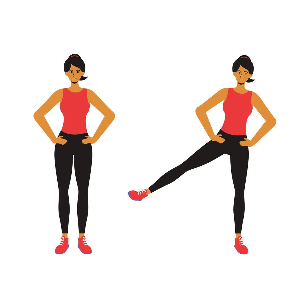 Fitness Workout Side Right Leg Raises Exercise vector