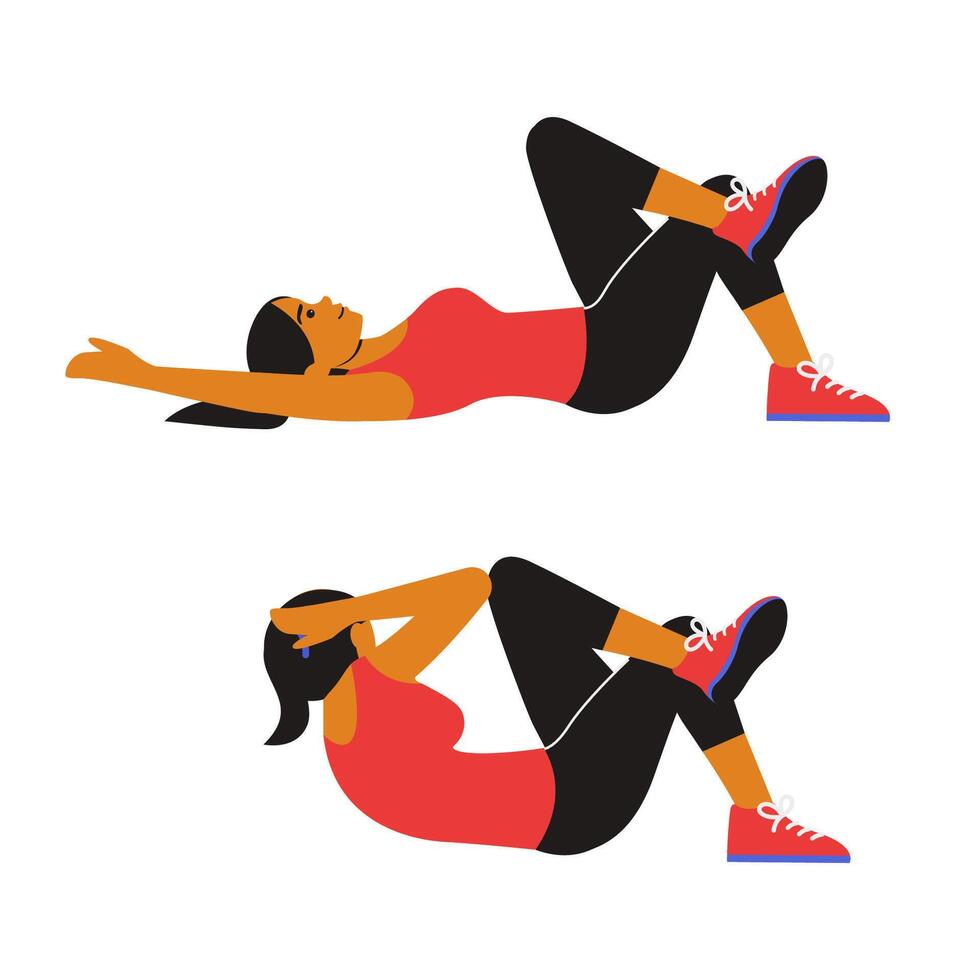 Fitness Workout Elbow to Knee Crunch vector