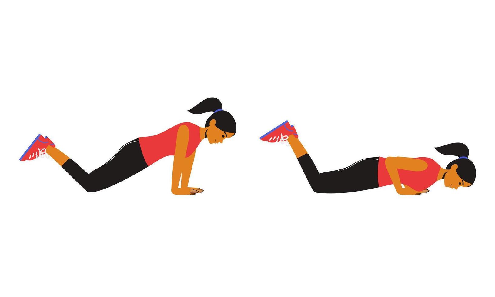Fitness Workout Knee Push Up Exercise vector