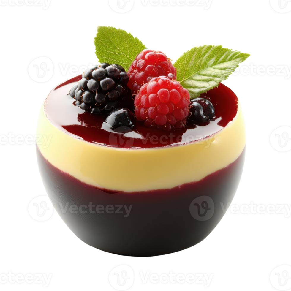 A dessert with berries and cream png