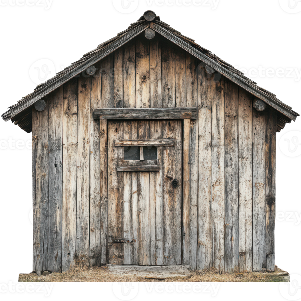 An old wooden shed with a door and window png