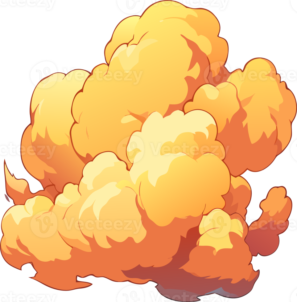 Vibrant Cartoon Explosion Cloud in Bold Orange and Yellow Hues png