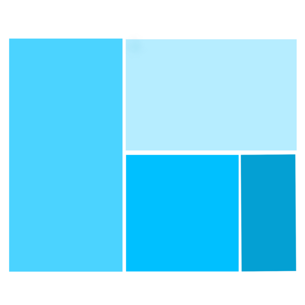 Rectangle and square shapes in shades of blue, Blue shapes png