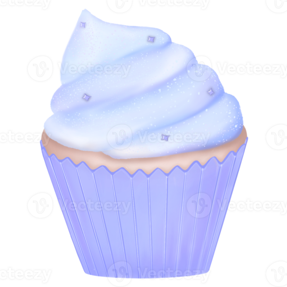 A cupcake with purple frosting and sprinkles, Purple cupcake png