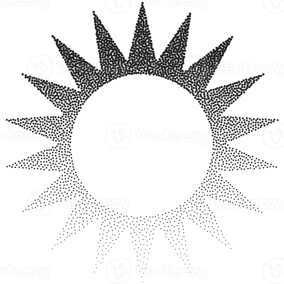 A black and white sun with a dot pattern png