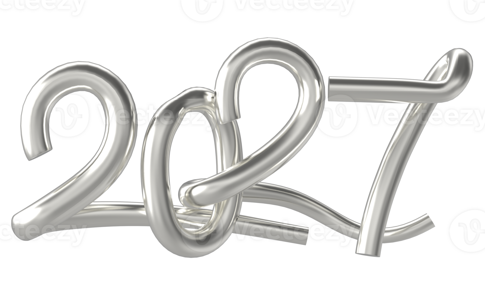 Haooy New Year 2027 Line Silver 3D Render png