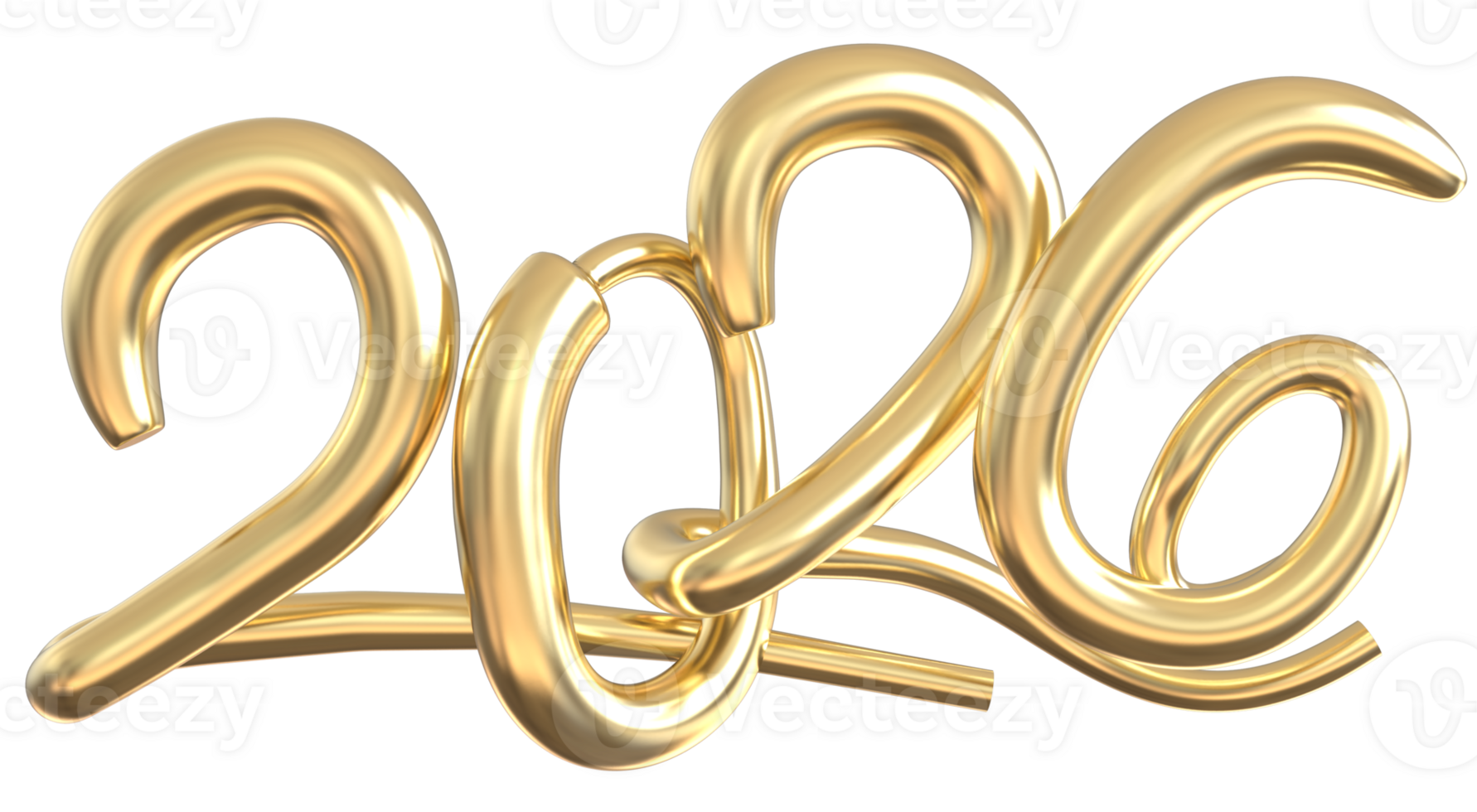Happy New Year 2026 Gold 3D png