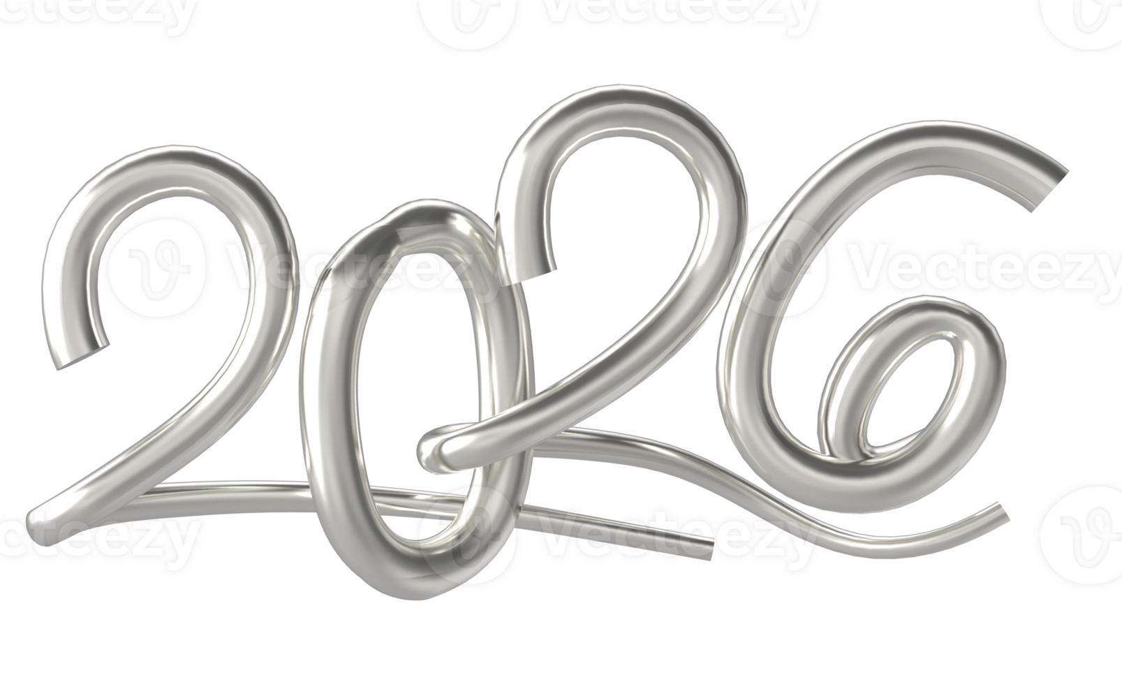 Haooy New Year 2026 Line Silver 3D Render png