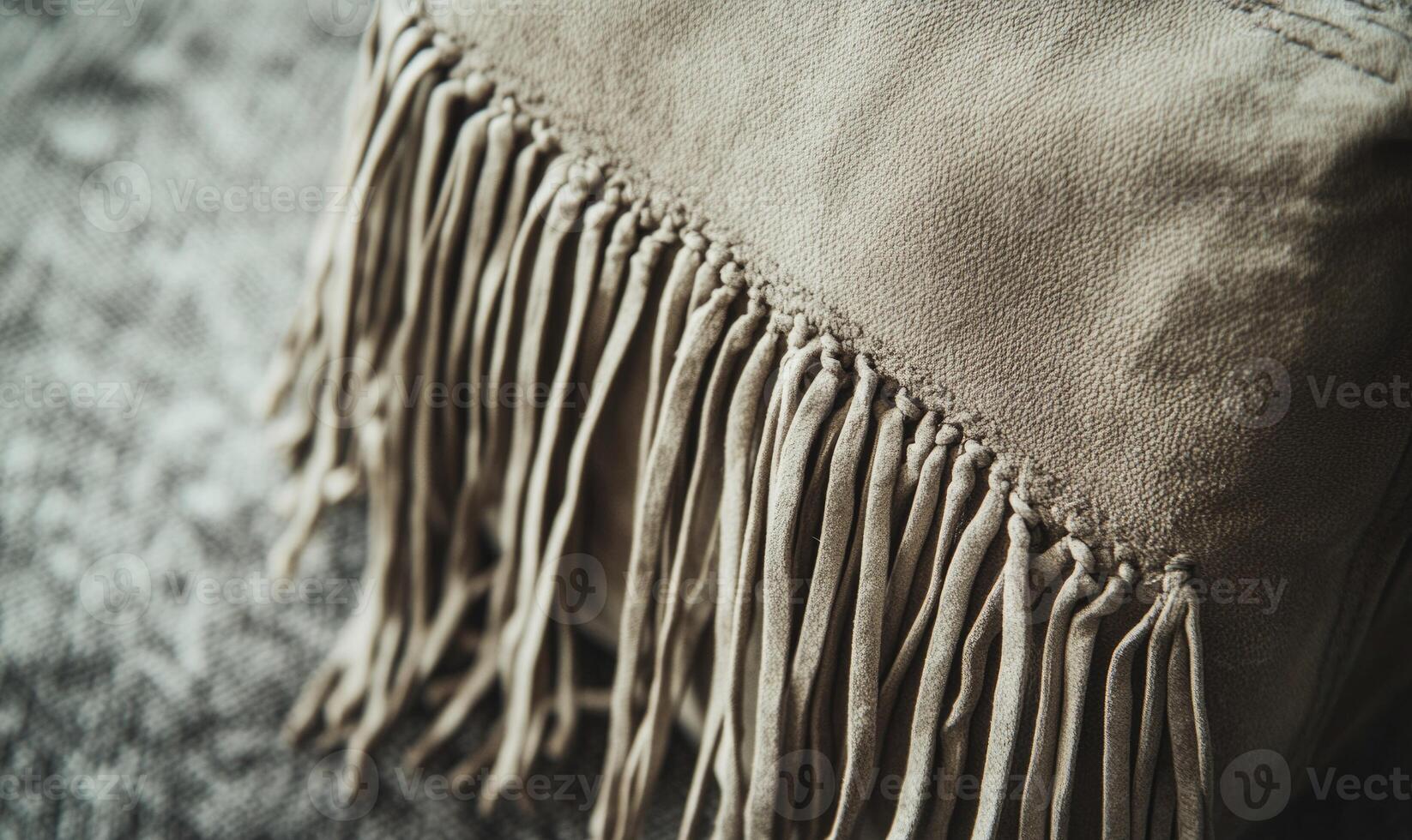 A tan object with fringes on it photo