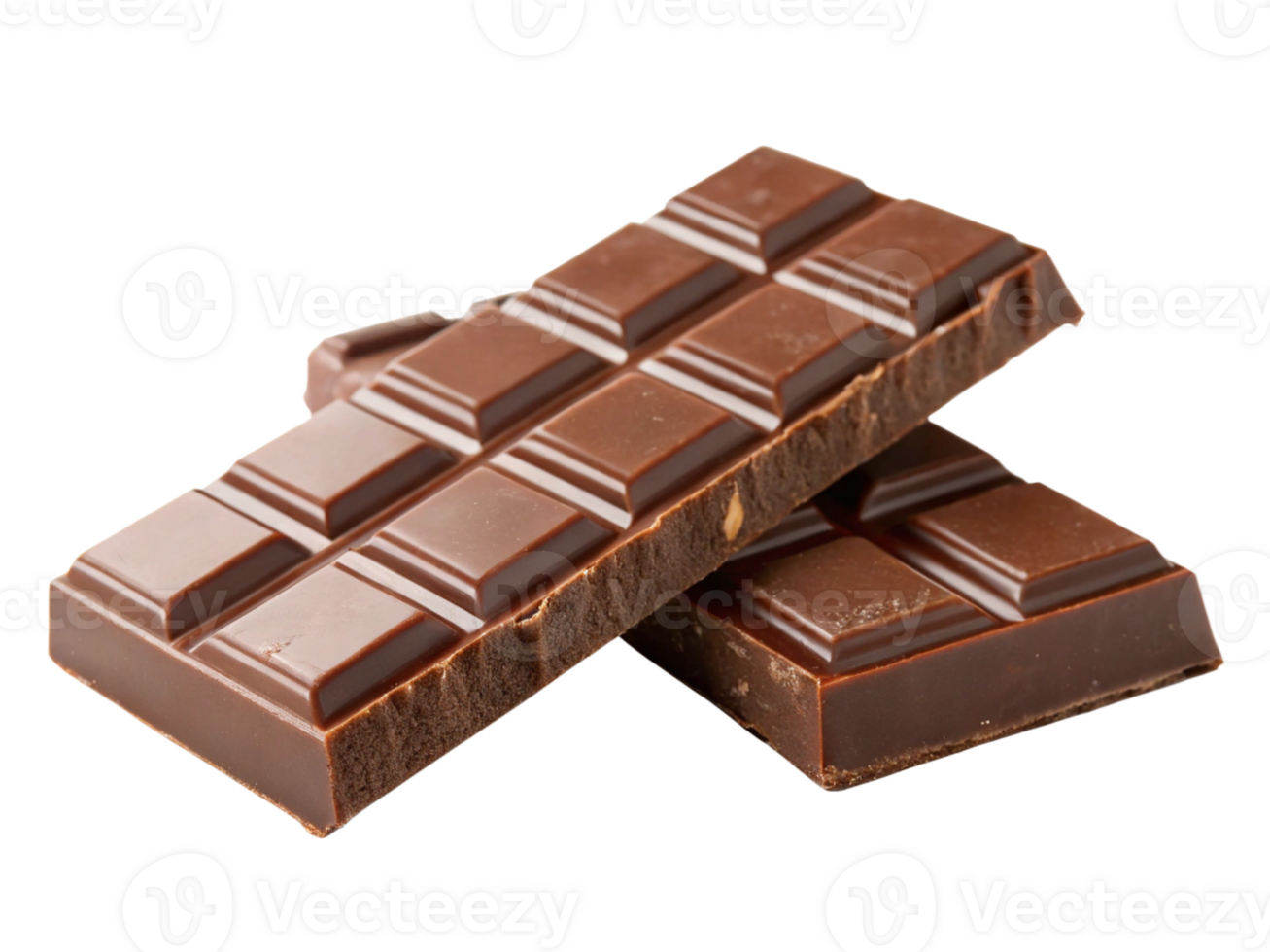 Two delicious chocolate bars stacked close-up. png