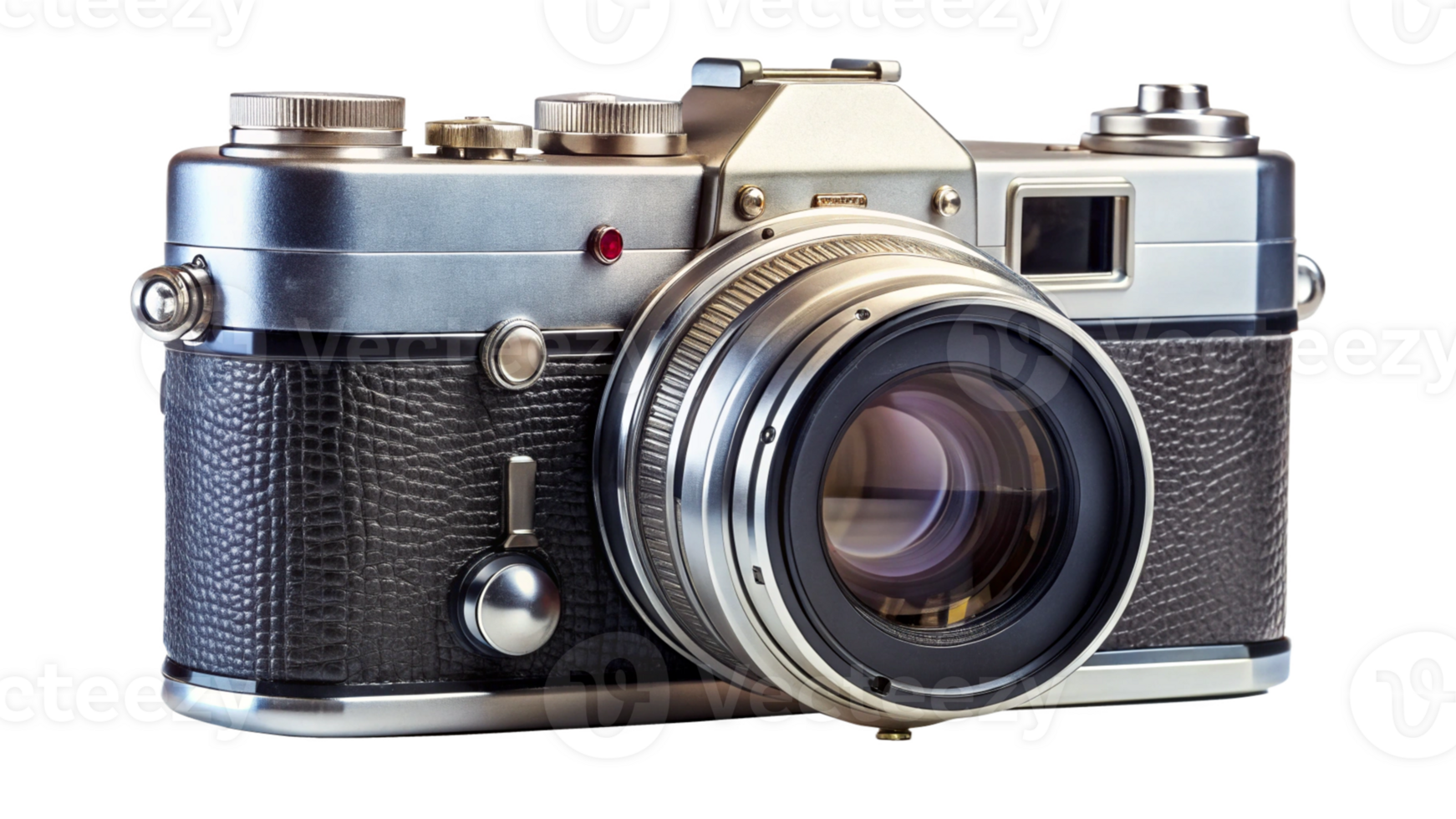 Vintage Silver Camera, Ready to Capture Memories on transparent background png