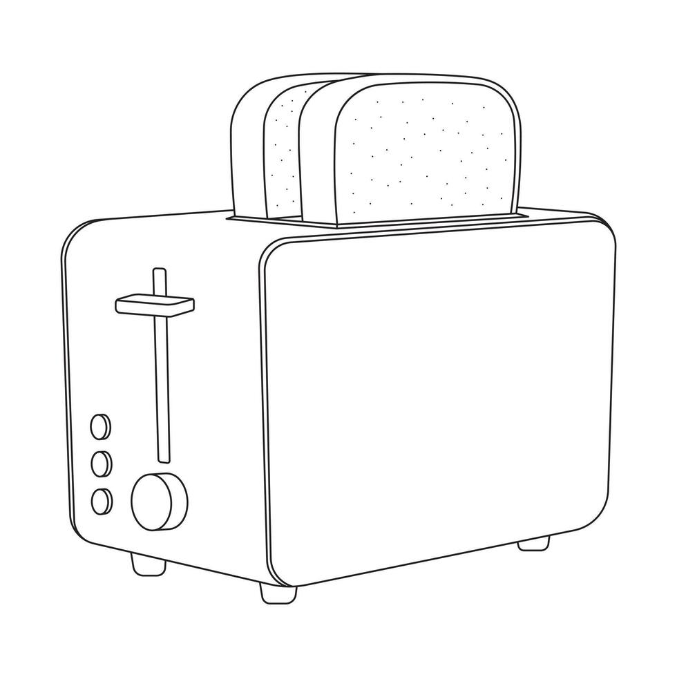 Hand drawn kids drawing illustration toaster with bread cartoon isolated vector