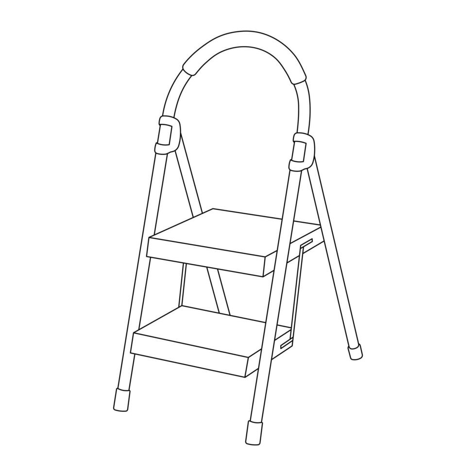 Hand drawn kids drawing illustration step ladder cartoon isolated vector