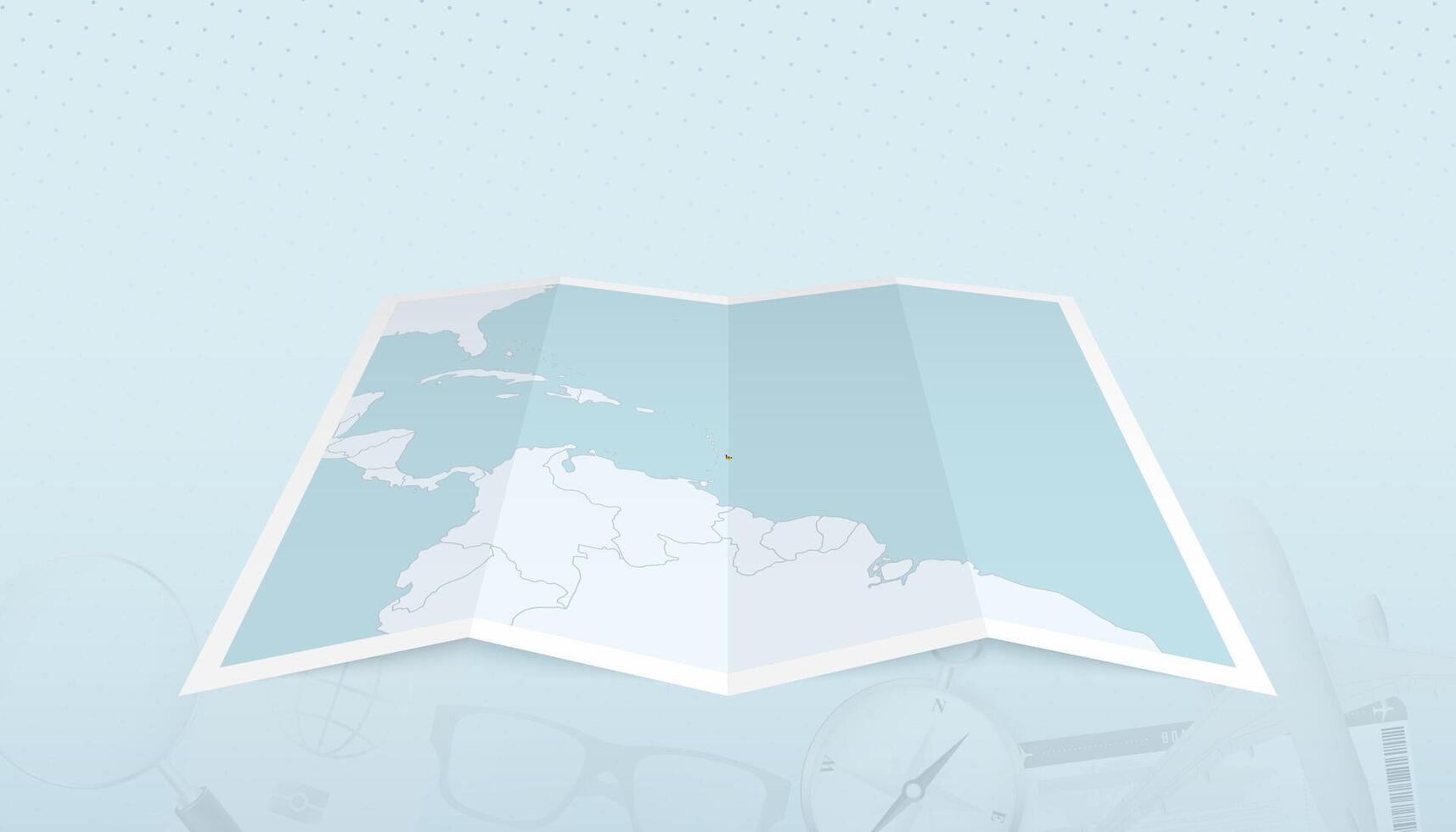 Map of Barbados with the flag of Barbados in the contour of the map on a trip abstract backdrop. vector