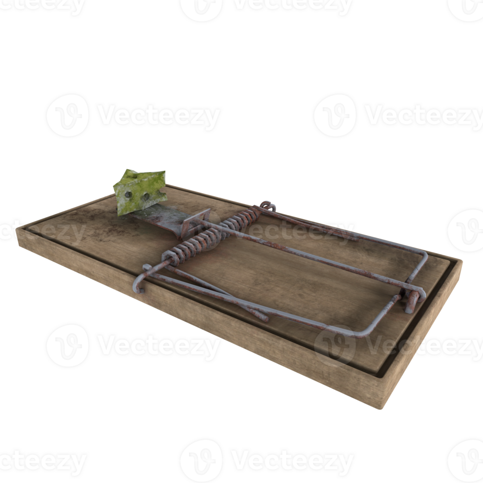 Mouse trap placed on a wooden surface ready for use png