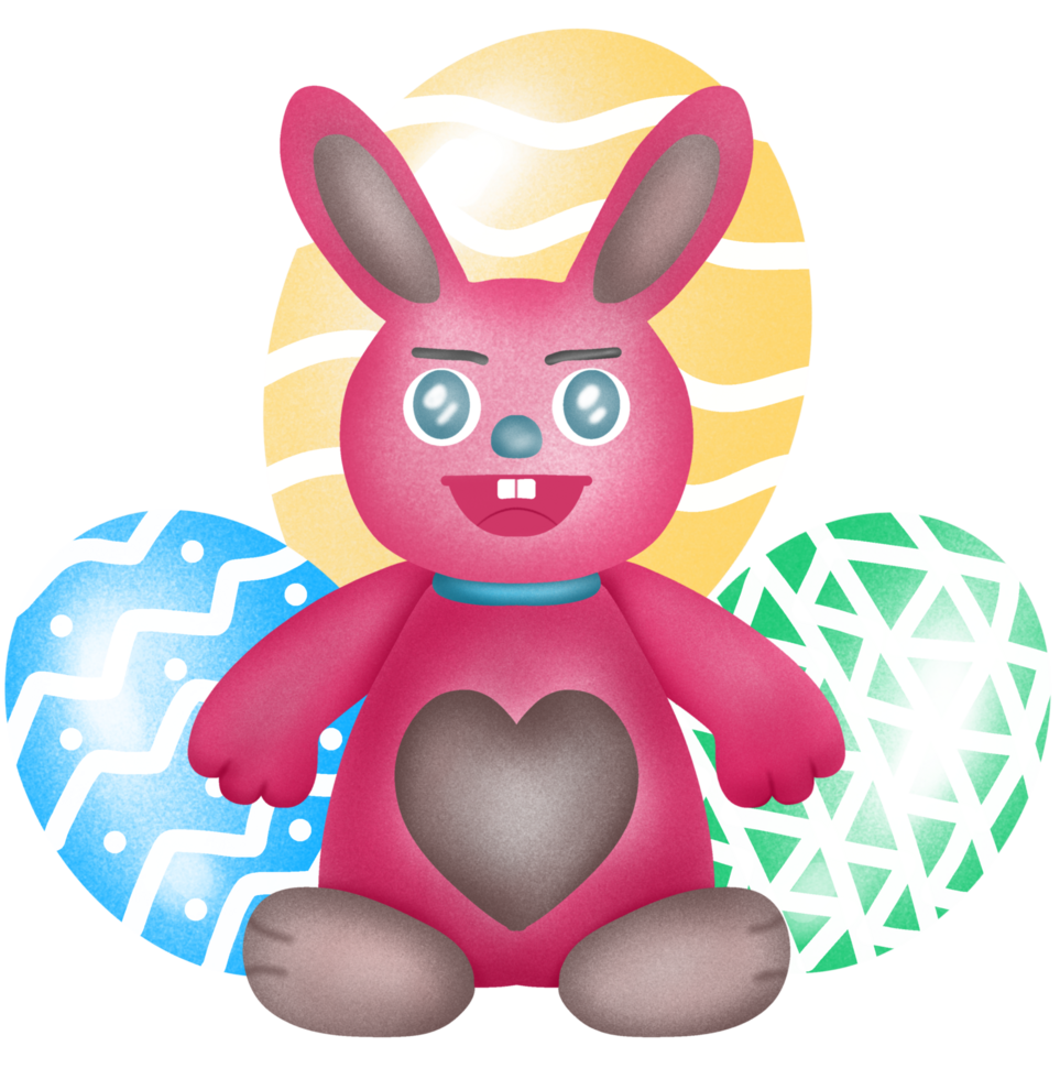 purple bunny with Easter eggs png