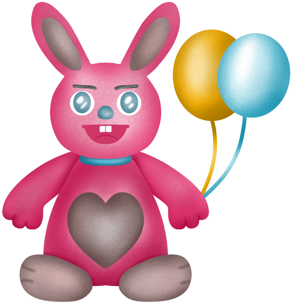 purple rabbit holding balloon png