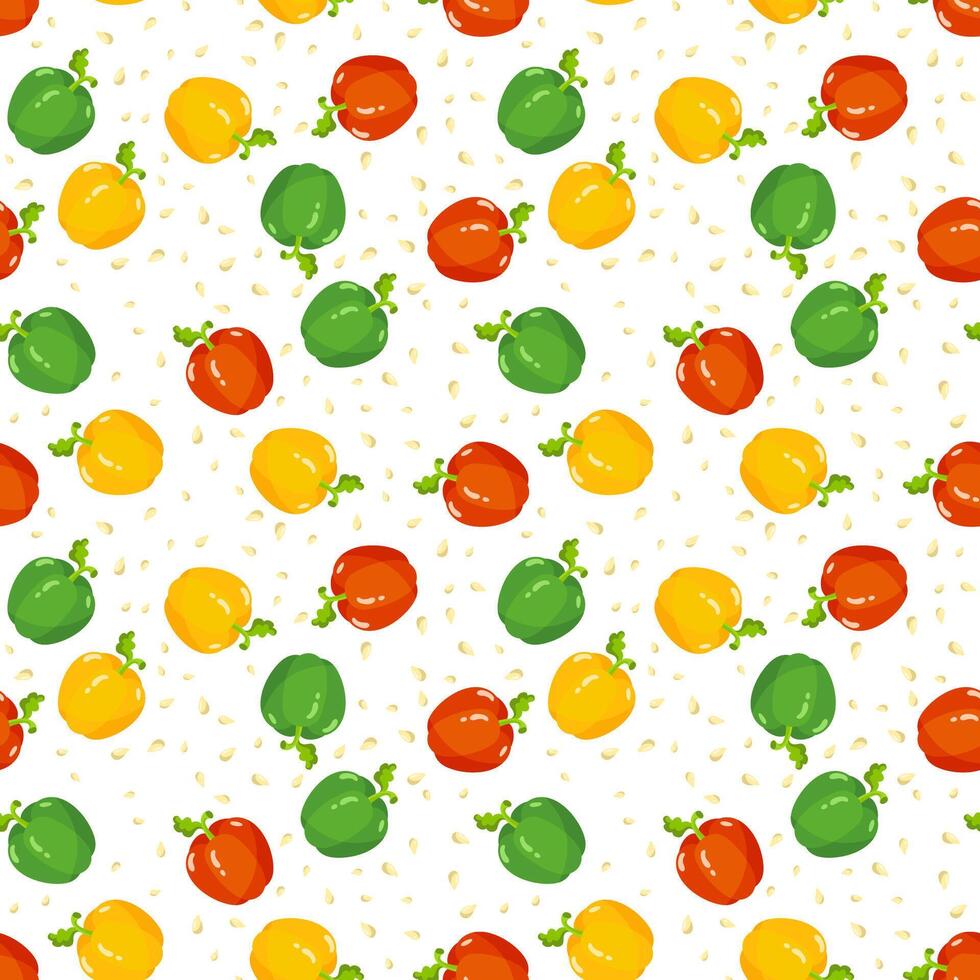 Seamless background pattern with colored peppers vector