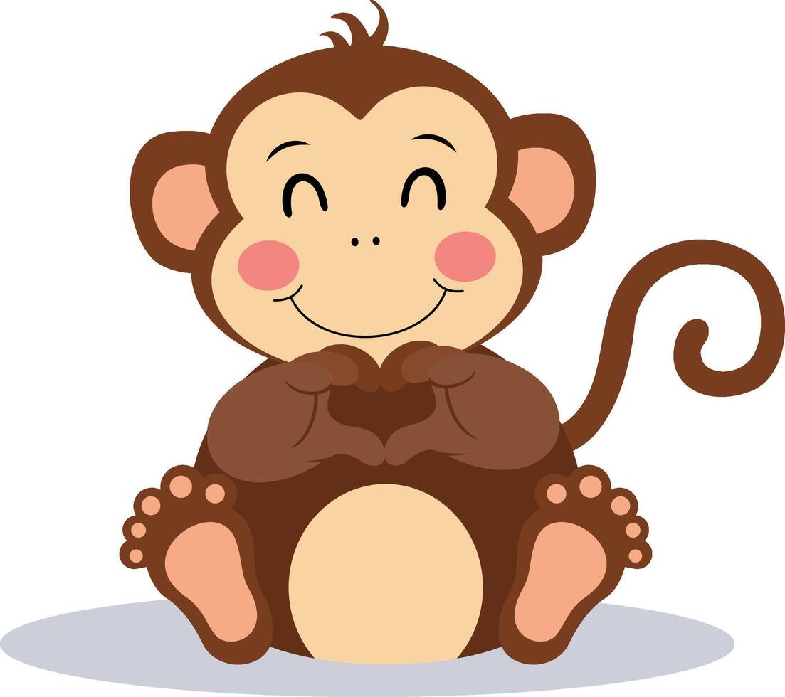 Cute monkey making heart with hands vector