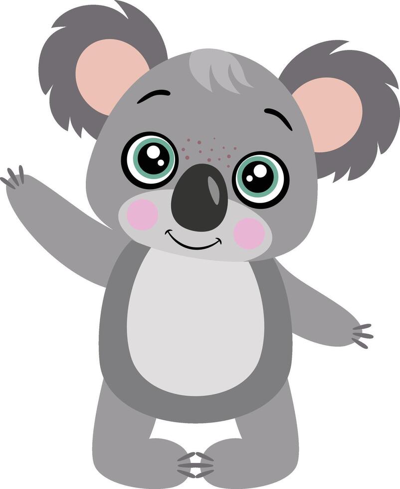 Cute koala waving isolated on white vector