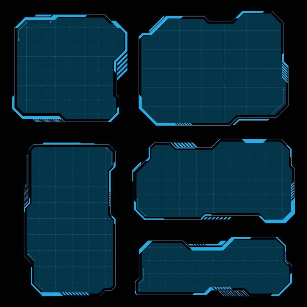 Collection of different futuristic gaming frames vector