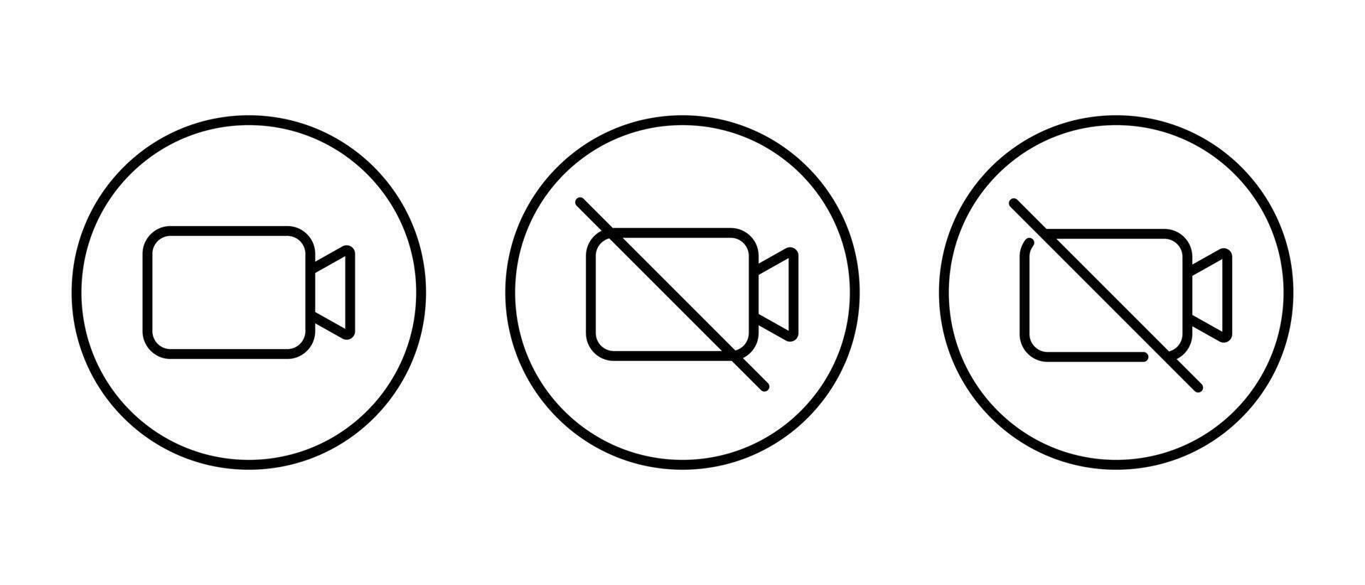 call outline icon on circle line. Virtual camera sign symbol vector