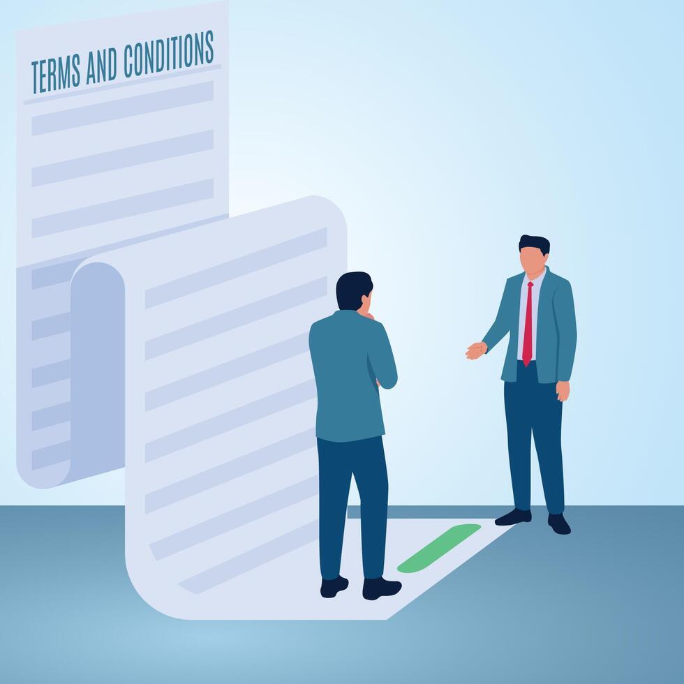 A man offers to another. Illustration for terms and conditions. vector