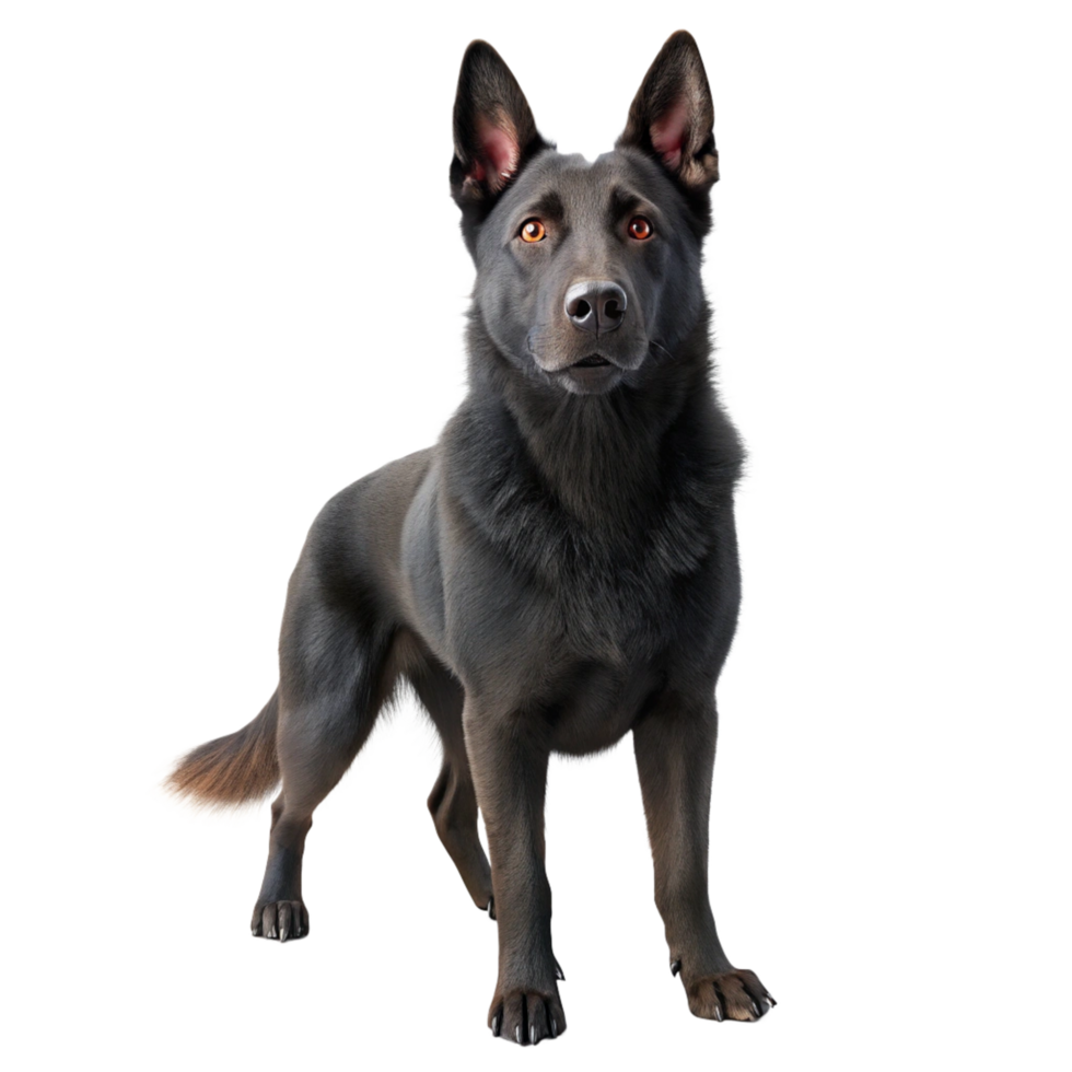 3d black german shepherd standing is isolated on transparent background png