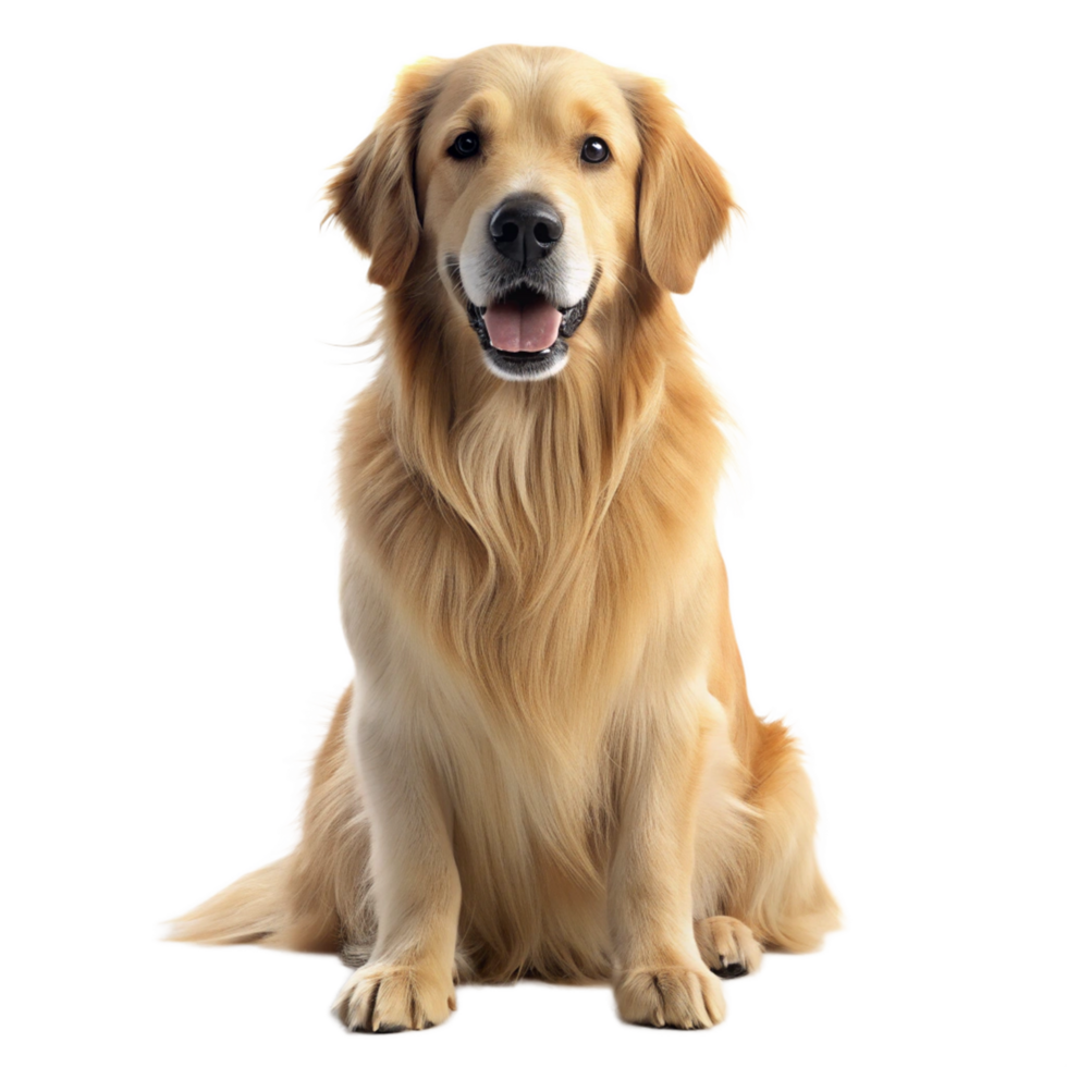 golden retriever dog is isolated on transparent background png