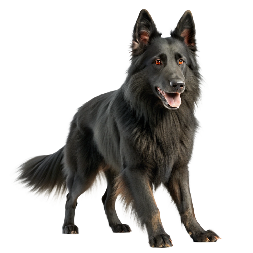 black german shepherd dog running is isolated on transparent background png