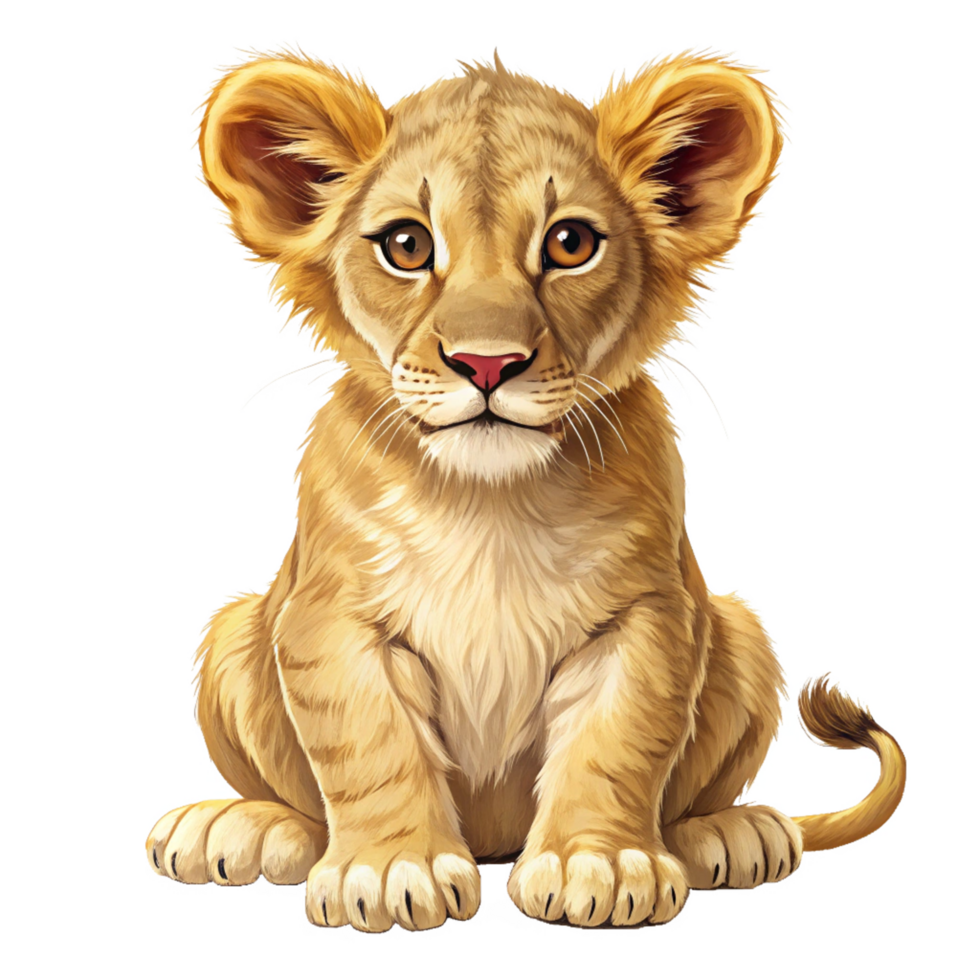 3d lion kid is isolated on transparent background png