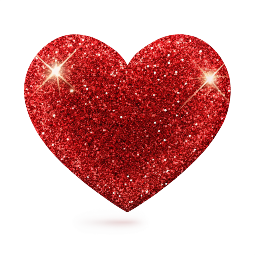 3d red glitter heart is isolated on transparent background png