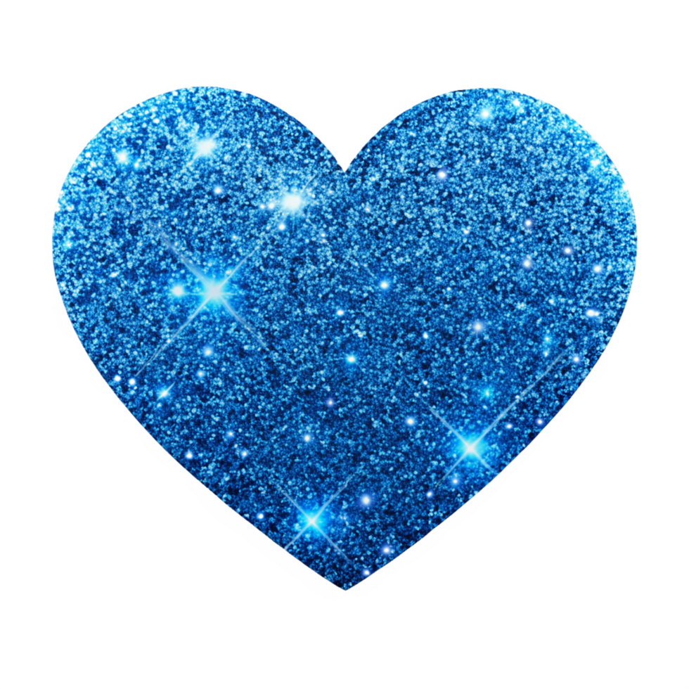 blue glitter heart is isolated on transparent background png