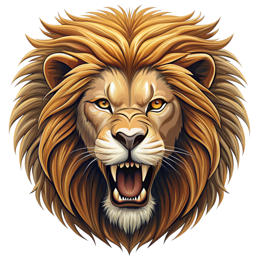 angry lion head is isolated on transparent background png