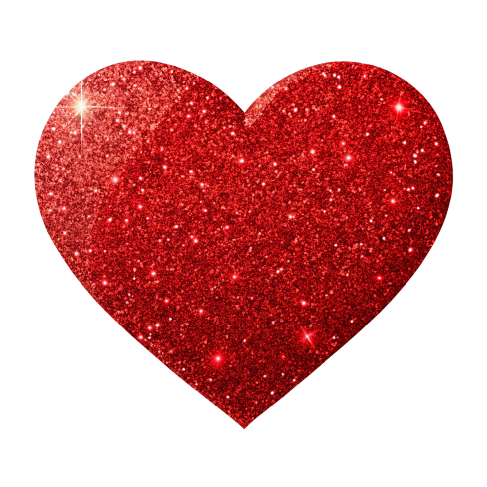 red glitter heart is isolated on transparent background png