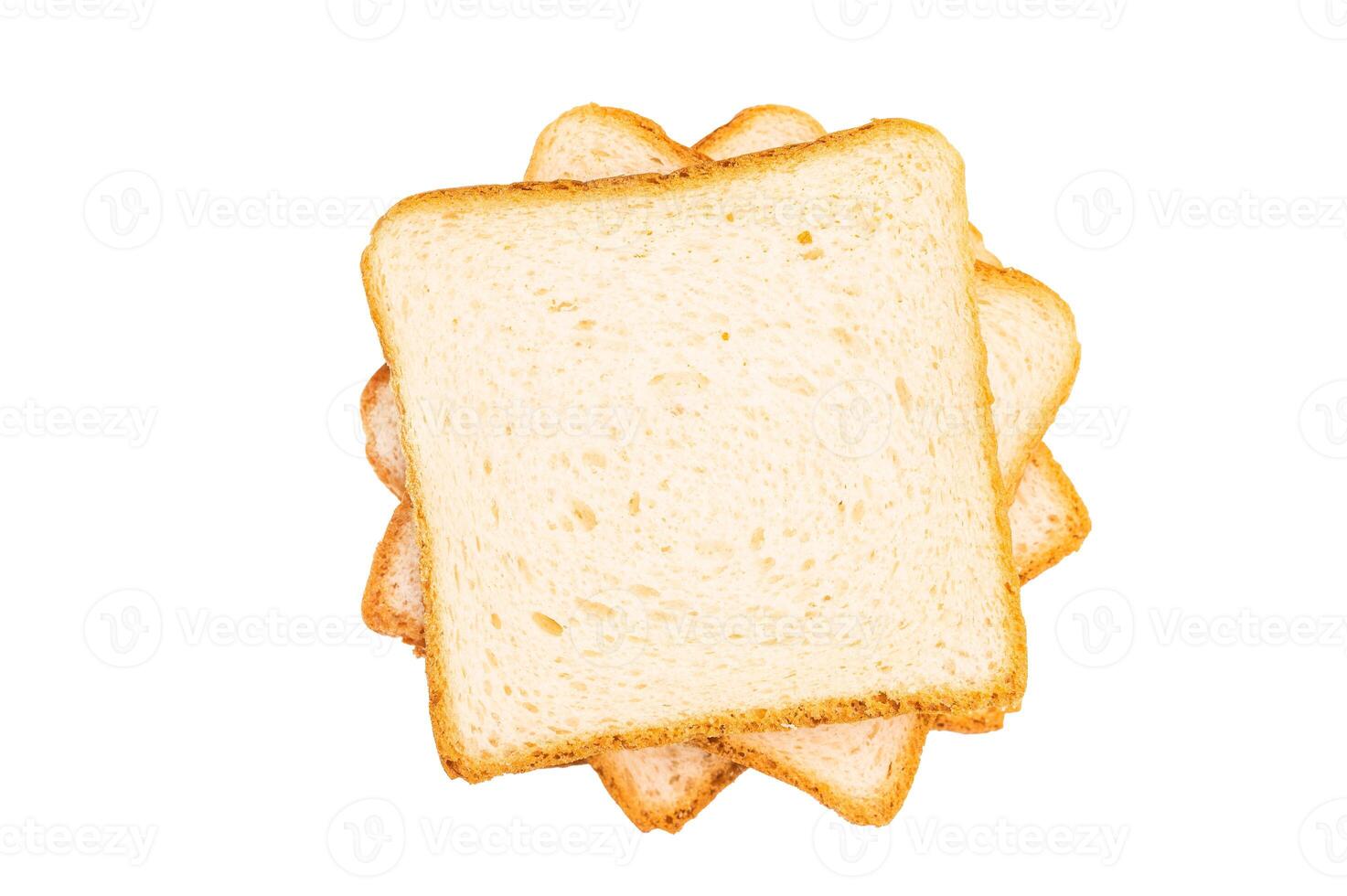 Square Slices of loaf wheat bread for toasts isolated on white background photo