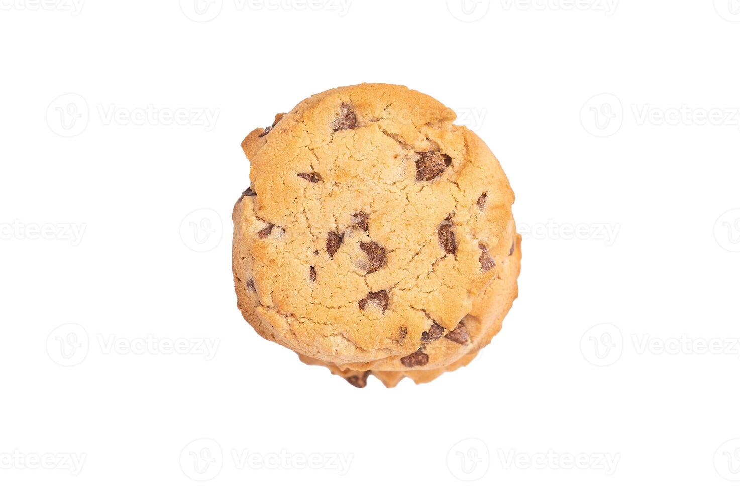 Chocolate chip cookies isolated on white background. top view photo